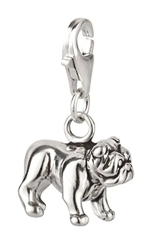 Charm Anhänger Hund Bulldogge aus 925 Sterling Silber (14x12mm)