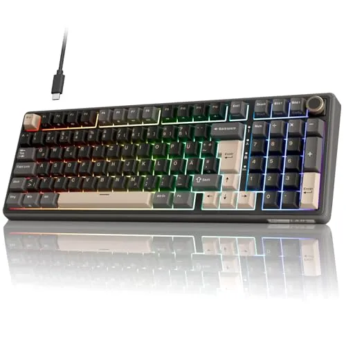 RK ROYAL KLUDGE R98 Pro Mechanische Tastatur mit Creamy Switches | 96% Gaming Tastatur QWERTZ RGB
