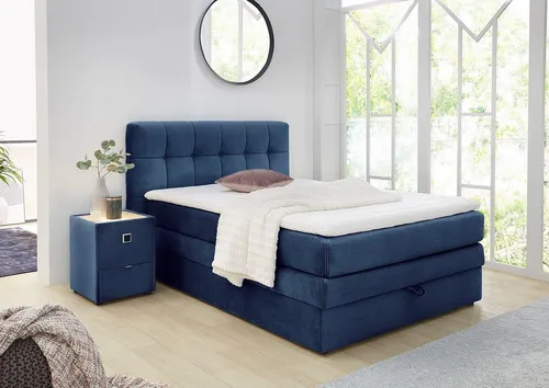 Jockenhöfer Gruppe Boxspringbett Amy im Bezugsstoff: Samtoptik, mit Bettkasten und Kaltschaum-Topper, erhältlich in 120, 140 & 180cm
