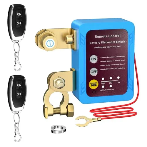 Batterietrennschalter 12V mit Fernbedienung - Autobatterieschalter für PKWs, LKWs und Boote, schützt vor Stromausfall und bietet hohe Sicherheit durch Leckageanzeige.