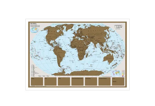 STIEFEL Poster Rubbelkarte/Scratchmap THE WORLD 95x66 cm, Gold-Rubbel-Druck