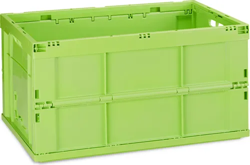 Klappbox Faltbox 60 l - Stapelbare Transportkiste in Grün - Boxen: Stapelbare Faltbox mit 60 Litern Volumen, ideal für platzsparende Aufbewahrung und Transport. Robustes Kunststoffmaterial, leicht und langlebig.