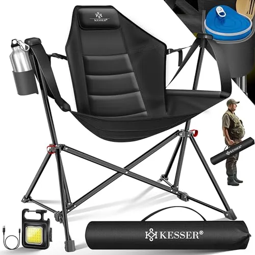 KESSER® Campingstuhl faltbar Schaukelstuhl bis 160 kg in schwarz von Kesser