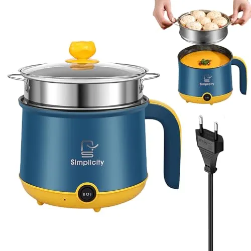 Elektrischer Hot Pot mit Dampfgarer 1,8 L – Tragbarer Mini Multikocher