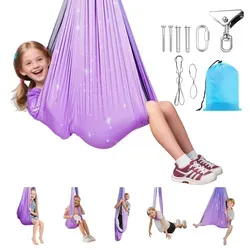 VEVOR Aerial Yoga Hängematte Set aus doppellagigem Stoff, Aerial Yoga Swing Air Fliegen, Yoga-Schaukel mit 360°-Drehaufhängung & O-Sling & 136,07 kg Max. Tragfähigkeit, Deckenschaukeln Rosa+Blau