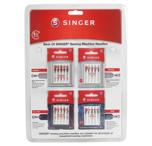 Singer Nähmaschinennadeln - Best-Of Nähmaschinennadel-Set - Nähzubehör für alle Stoffarten, enthält vielseitige Nadeln für präzise Näharbeiten und optimale Ergebnisse.