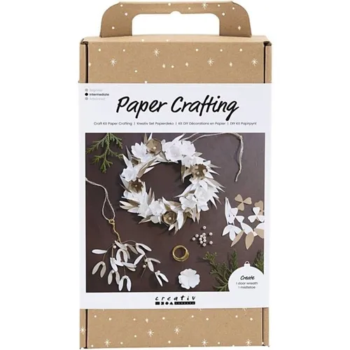 Kreativ Set Bastelset Papierdeko Kranz weiß/natur dekorativen Adventskranz