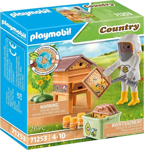 PLAYMOBIL Country Imkerin 71253 - 26-teiliges Spielset mit Bienenstock, fördert kreatives Rollenspiel und Umweltbewusstsein ab 4 Jahren