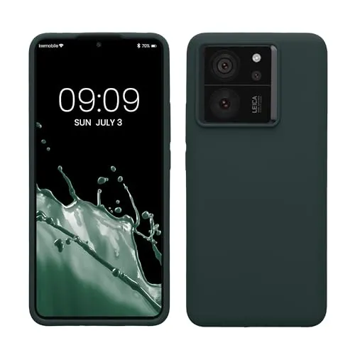 kwmobile Handyhülle für Xiaomi 13T / 13T Pro Hülle - Case Silikon - Kabelloses Laden - Schutzhülle Cover in Moosgrün