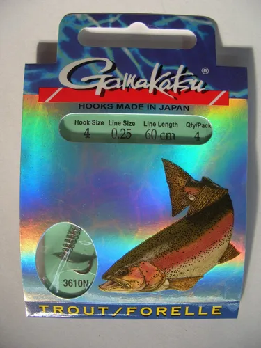 gebundene Haken Gamakatsu Forellenhaken 3610N Spirale Gr.4 0.25 mm, 60 cm