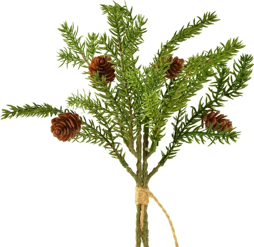 Künstlicher Tannenzweig mit Zapfen für Weihnachtsdekoration, 4 Stück