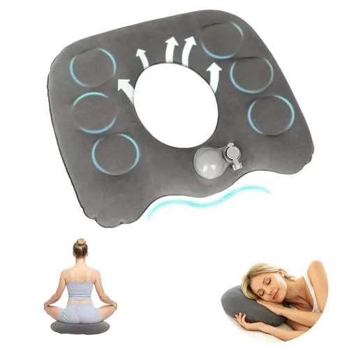 Zyluniy Hämorrhoiden Sitzkissen Aufblasbar, Donut Kissen, Sitzring Steißbein Entlastung, Steißbeinkissen, Orthopädisches Sitzkissen für Bürostuhl Auto Rollstuhl Coccyx Ischias-Rückenschmerzen