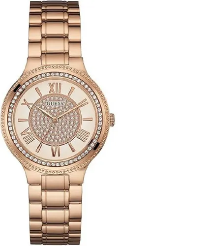 Guess Unisex Erwachsene Datum klassisch Quarz Uhr W0637L3 - Elegante Armbanduhr aus Edelstahl mit Saphirglas, bietet zeitloses Design und präzise Zeitmessung für stilvolle Damen.