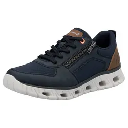 RIEKER Sneaker - Dunkelblau-Braun mit Reißverschluss, Gr. 41 - Stylischer Sneaker aus Textil und Lederimitat, ideal für Freizeit und Alltag, mit praktischem Reißverschluss für einfaches An- und Ausziehen.