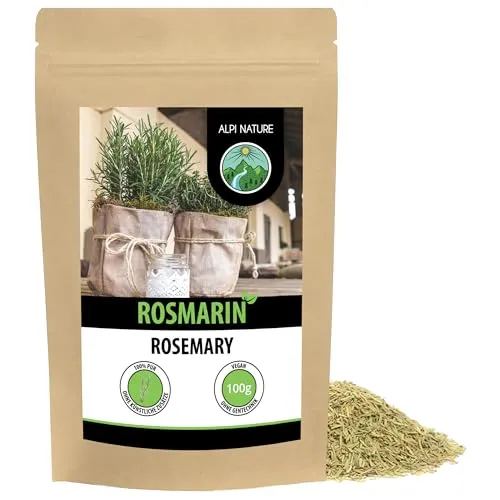 Alpi Nature Rosmarin getrocknet 100g, Rosmarinblätter getrocknet gerebelt, Rosmarin Gewürze