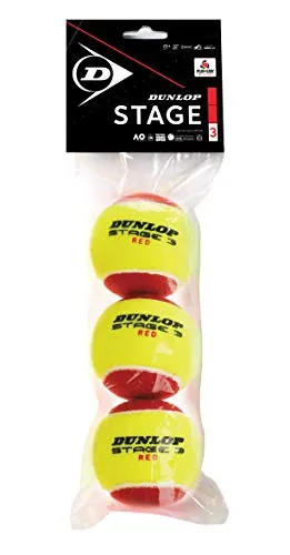 Dunlop Tennisball Stage 3 Red - für Kinder & Einsteiger im Kleinfeld (1x 3 Stück)