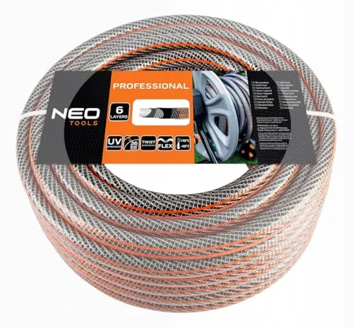 NEO TOOLS Pro Gartenschlauch 3/4 Zoll, 30 m - Gartenschlauch aus strapazierfähigem PVC, UV-beständig und mit Anti-Drill-System für optimale Handhabung – ideal zur Bewässerung im Garten und für Hochdruckreiniger.