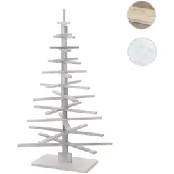 Deko-Weihnachtsbaum HWC-H77, 3D-Christbaum Weihnachtsdekoration, Shabby-Look Tannenholz verstellbar 130x82x82cm - weiß