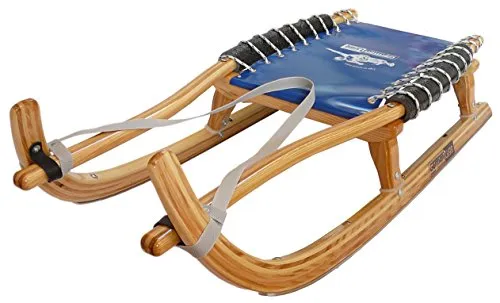 Freizeitrodel German Luge 115D mit Lenkriemen - Robuster Freizeitrodel German Luge 115D in natürlichem Design, ausgestattet mit einem praktischen Lenkriemen aus Gurtband für mehr Kontrolle und Fahrspaß.
