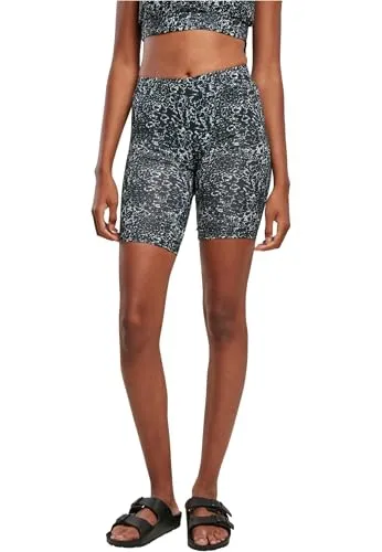 Urban Classics Damen Ladies Tie Dye High Waist Cycle Shorts Black/White, XL