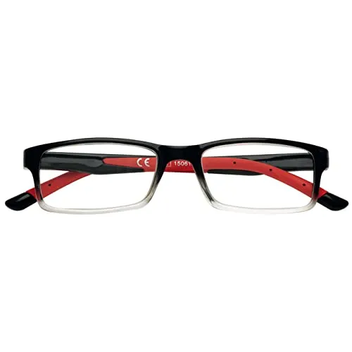 Zippo® -Lesebrille, hergestellt mit einem weichen Linienrahmen, ideal für Männer und Frauen, Diopter +1,50, schattierte schwarze, rote Stangen