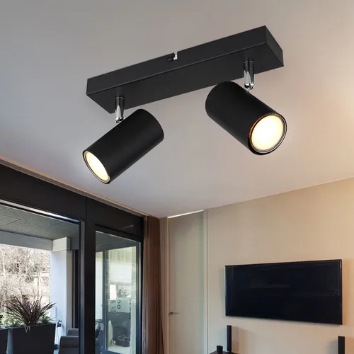 Spotleuchte Deckenlampe Deckenleuchte Spots beweglich Metall schwarz GU10 L 26cm