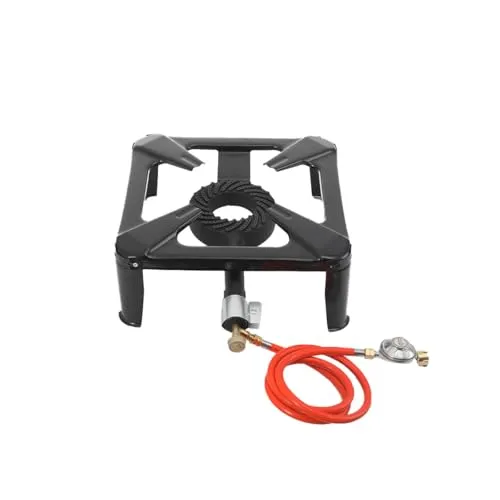 TABODD 10KW Gaskocher Hockerkocher 40X40X15cm, Outdoor Hiking 1 Flammig Campingherde Inklusive 1.5 m Schlauch und 50 mbar Druckregler, 4-beiniger Gaskocher Camping Für Camping und Hiking