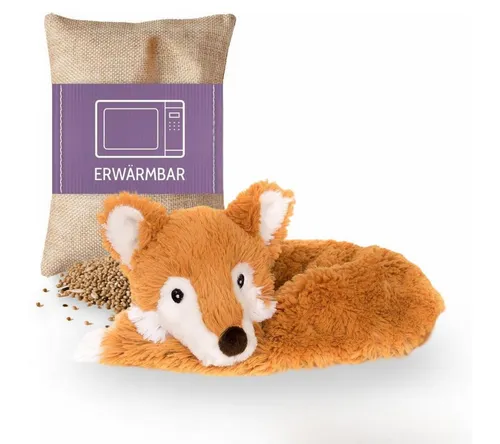 Habibi Plush Wärmekissen Nackenhörnchen Fuchs - Premium Komfort - Heizkissen in Fuchsform, gefüllt mit Hirse für angenehme Wärme und Entspannung, ideal für Nacken und Schulter.