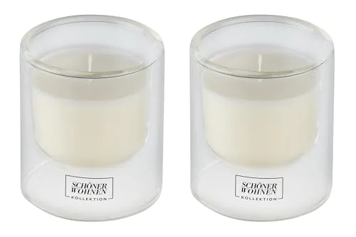 Schöner Wohnen Kollektion Duftkerze Lemongrass S, 2er Set - Erfrischende Duftkerzen im Glas mit belebendem Lemongrass- und Salbeiaroma. Wiederverwendbares Glas und ansprechende Verpackung machen das Set perfekt zum Verschenken.