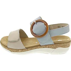 Keilsandalette REMONTE Damen Gr. 40 - Klassische Sommerschuhe - Wanderschuhe: Keilsandalette REMONTE aus Leder mit praktischen Klettverschlüssen und gepolstertem Softfußbett für optimalen Komfort.