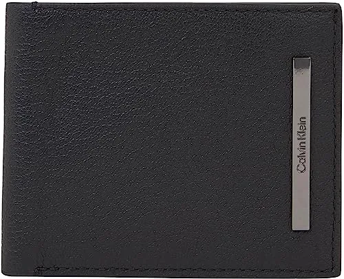Calvin Klein Herren Portemonnaie Modern Bar Bifold, Schwarz - Hochwertige Herren-Geldbörse aus genarbtem Leder mit RFID-blockierender Technologie und 5 Kartenfächern für optimale Sicherheit und Ordnung.