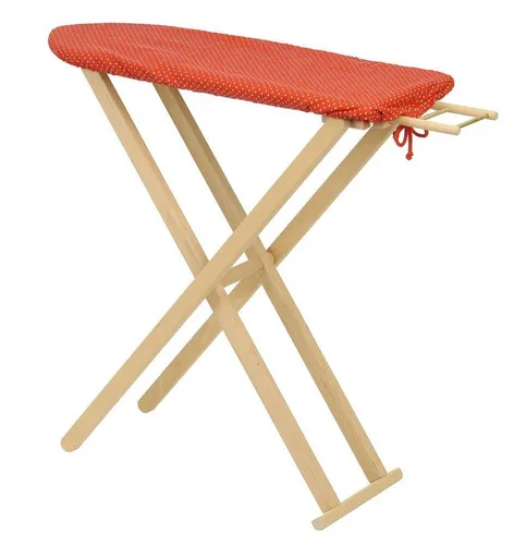 ERST-HOLZ Spielwelt Kinder Bügelbrett für Puppenkleider von Drewart Erle Massivholz, 932-2310 - Bügelbrett Erle geölt - rote Stoffbespannung