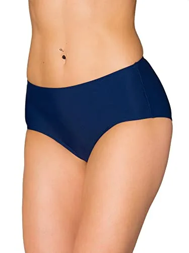Aquarti Bikinihose Damen mit Mittelhohem Bund – Klassische Bikinihosen für Damen in Unifarben, Farbe: Dunkelblau, Größe: 44