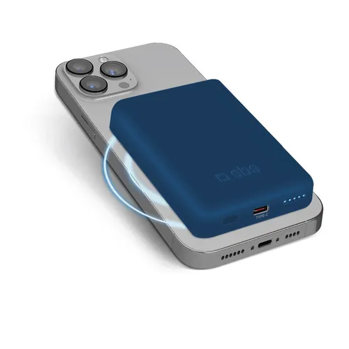 SBS 5000 mAh kabellose magnetische Powerbank - Multimedia Powerbank mit 5000 mAh Kapazität und magnetischer Befestigung für bequemes Laden unterwegs.