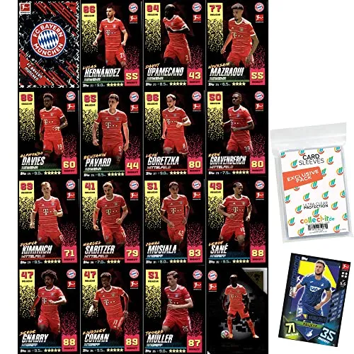 collect-it.de MY HOME OF CARDS + TOYS Exklusive Aufbewahrungshüllen im Bundle mit Topps Match Attax - 2022/23 - Mannschaftspaket - FC Bayern München + 1 seltene Nationalspieler Karte