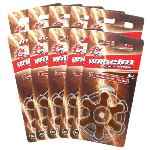 WILHELM Hörgerätebatterien Typ 312 braun Hörgerätbatterie PR41 ZL4  1,4/1,4 60 x