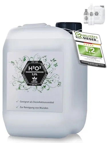 NEU¦ Wasserstoffperoxid/Hydrogen Peroxid 3,5% 5L / H2O2 0,25L-5L ¦ Strukturiertes, hexagonales Wasser/Made in Germany s.1997 ¦ OPTI NATURE H2O2