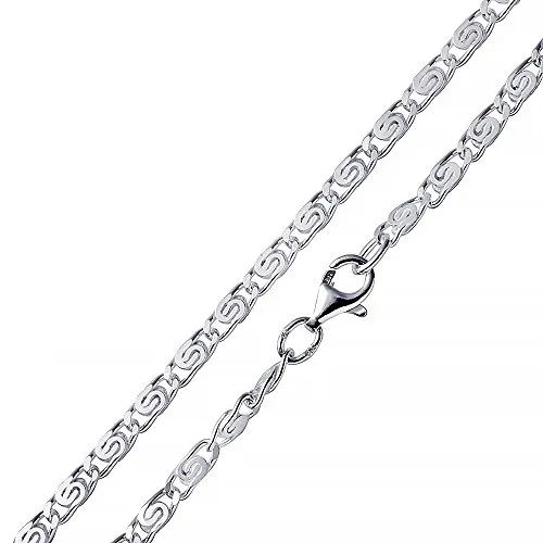 Materia S-Panzerkette Silber 925 diamantiert - 3mm Halskette 40 cm - Elegante S-Panzerkette aus massivem 925 Sterling Silber, diamantiert für besonderen Glanz. Ideal für stilvolle Damen, erhältlich in 7 Längen.