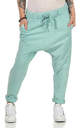 Damen Jogginhose im Boyfriend-Style Sweatpants für Freizeit Sport und Fitness 104 (36-40, Mint)