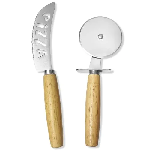 Stück Pizzamesser, Profi Pizzamesser, Hochwertiges Pizzamesser, Pizzaschneider aus Edelstahl, Hochwertige schneidemesser, Pizza Cutter, Geeignet für Gebäck, Brot, Pizza, Weich- und Hartkäse. 2