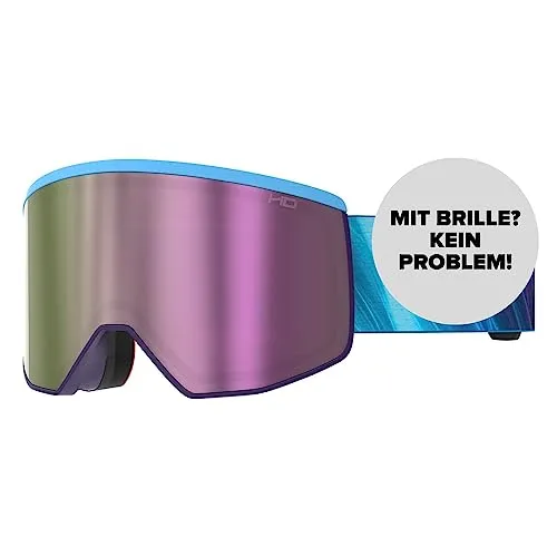 ATOMIC FOUR PRO HD Skibrille - Blue/Purple/Cosmos - Skibrillen mit HD Scheibentechnologie für klare Sicht und kontrastreiche Farben. Ideal für Brillenträger dank Live Fit Rahmen und OTG-Technologie.