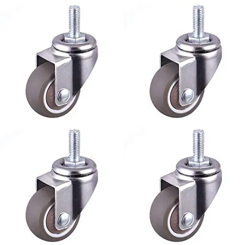 Caster Räder Mute Swivel Rotierende Gummirollen Mini Rollen Möbelrollen Enkrollen Mit Möbelrollen M6 Schwerlastrollen Rollen für Palettenmöbel Klein Rollen für Möbel M6x15mm mit Gewinde 25mm 4 Stück
