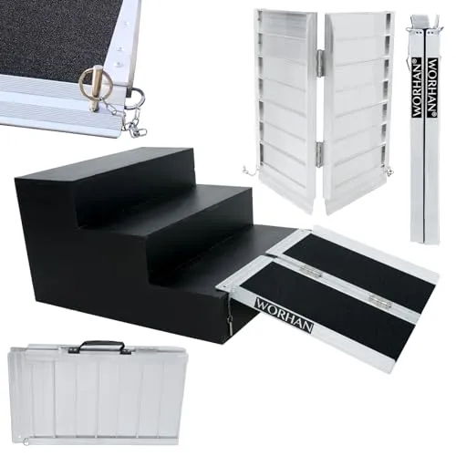 Grip WORHAN® Klappbare Rollstuhlrampe – 272kg Tragkraft, rutschfest & mobil