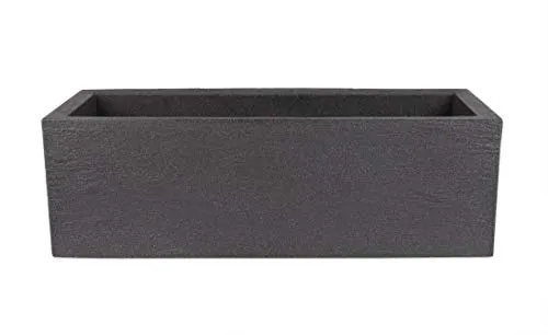 BigDean Pflanzkübel 80x30 cm - Granitstein-Optik in Anthrazit - Garten-Zubehör - XXL Pflanztopf aus frostsicherem Kunststoff, ideal für Terrasse & Balkon, mit hochwertiger Granitstein-Optik und flexibler Abfließ-Funktion.