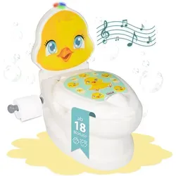 Töpfchen mit Spülgeräusch Küken - Kindertoilette - Töpfchen für erfolgreiches Toilettentraining mit Spülgeräusch, rutschfester Boden und leicht zu reinigendem Einsatz – ideal für zuhause und unterwegs!