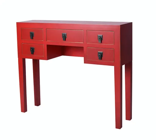 Tischkonsole Chinoiserie Beistelltisch Konsolentisch Frisiertisch Flurtisch Rot