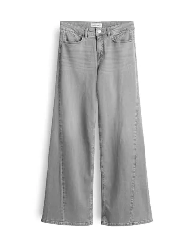 OPUS PANTS Damen Palazzo | Melly Coolest Palazzo Jeans aus BCI Cotton Mix Mid Rise Light Carbon Grey, 38 L32