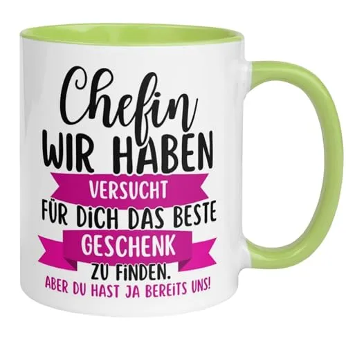 Chefin Tasse | Wir haben versucht das beste Geschenk zu finden | Geschenk für Chefin | Lustige Tasse mit Spruch | Geschenkidee Teamleiterin Projektleiterin Geschäftsführerin Abteilungsleiterin