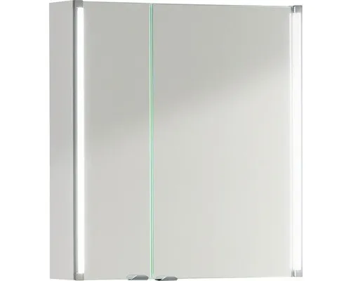 Fackelmann Spiegelschrank EEK A LED-Line 61 cm - Badezimmerspiegel mit 2 Türen und integrierter LED-Beleuchtung für optimale Sicht und modernes Design.