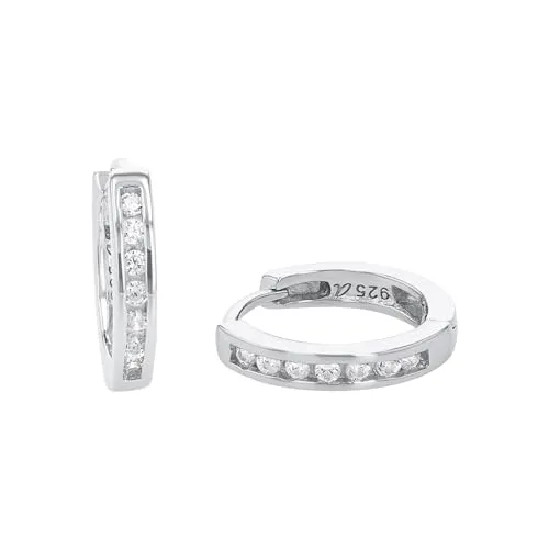 Amor Creolen 925 Sterling Silber Damen Ohrschmuck mit Zirkonia - Ohrringe für Damen aus 925 Sterling Silber, funkelnd mit Zirkonia, ideal als Geschenk und für besondere Anlässe.